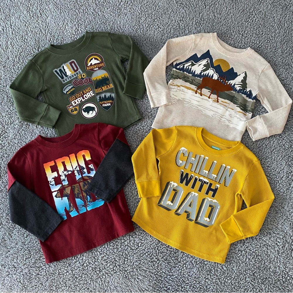 Long sleeve shirts toddler boy 2T Garanimals Outdoors Moose Bear Nature